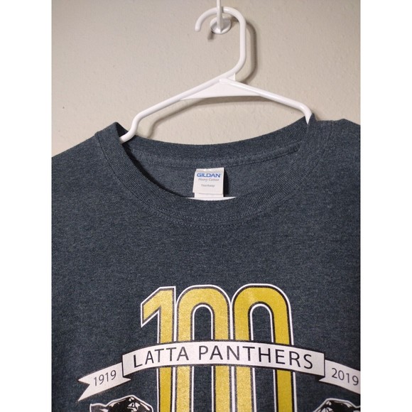 Gildan Mens 1919 Latta Panthers Logo T-Shirt Gray Short Sleeve Size L - Picture 5 of 7
